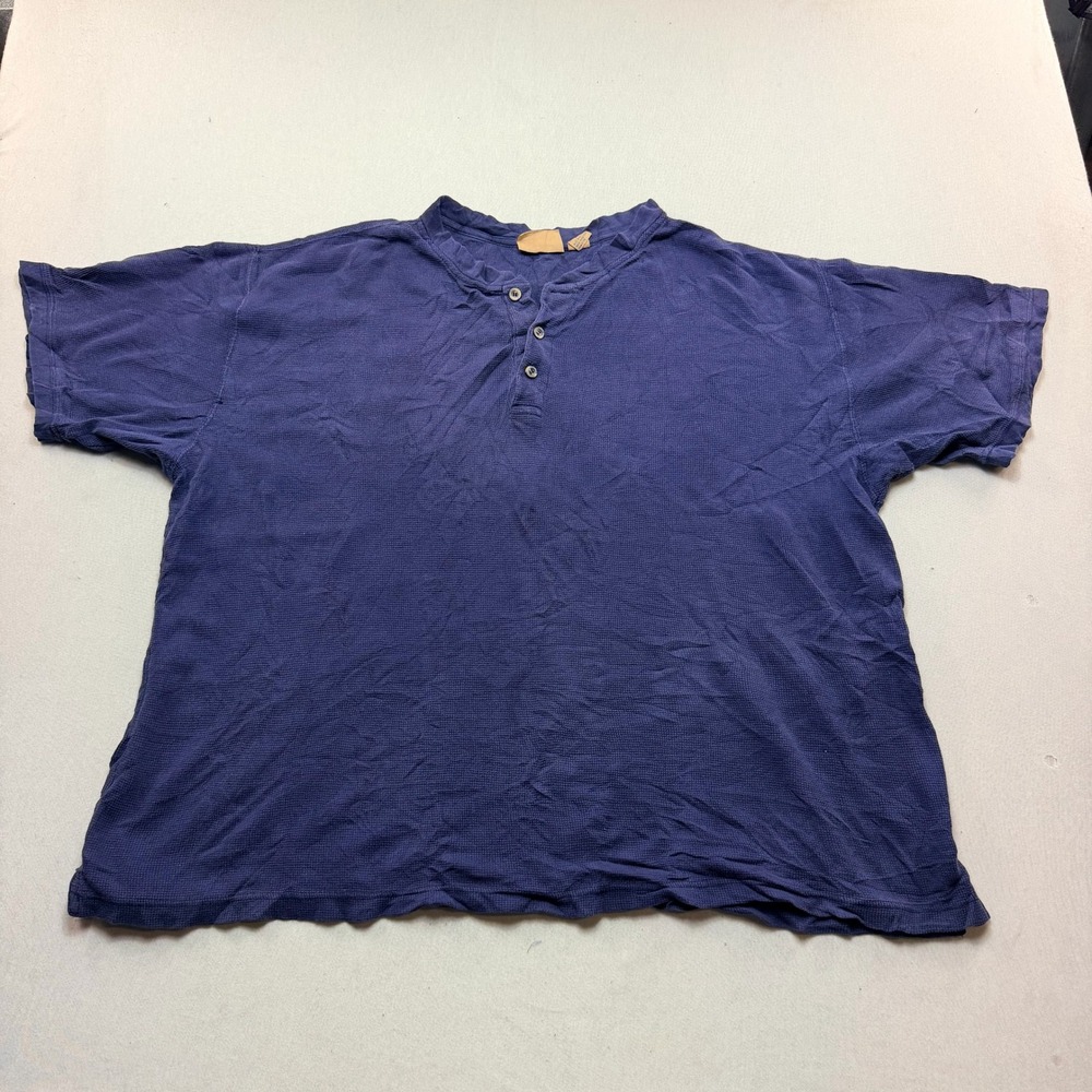 Northwest Territory Henley Mens 3X Triple Extra Large Blue Excellent Waffle Knit
